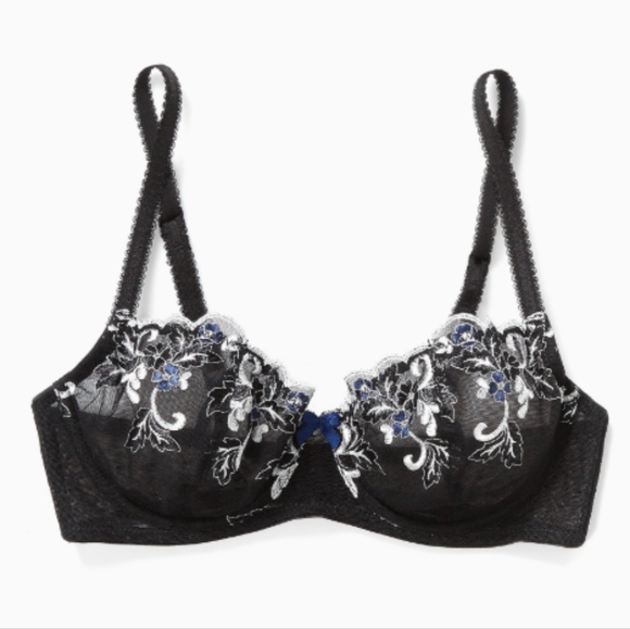 Demi Bra Black Navy White Lace - Picture 1 of 6